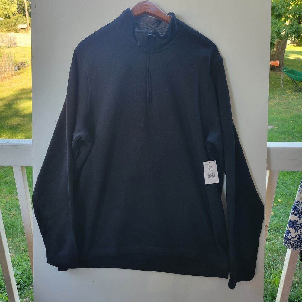 Wrangler Authentics Pullover 1/4‎ Zip Men Large Black Polyester New